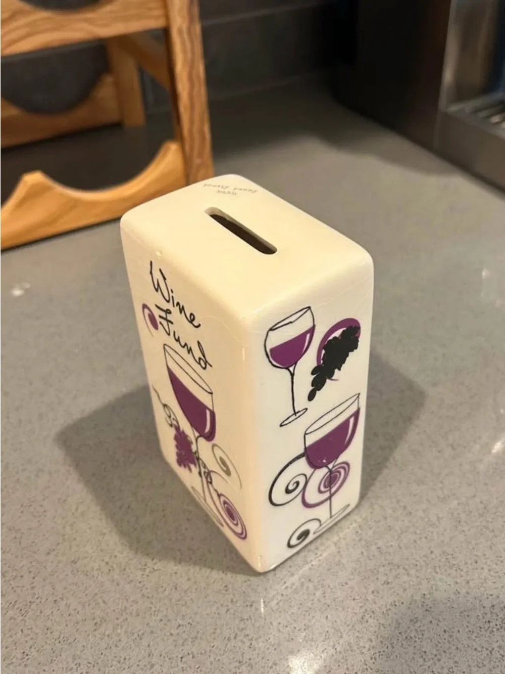 Wine Fund Ceramic Money Bank - Purple
